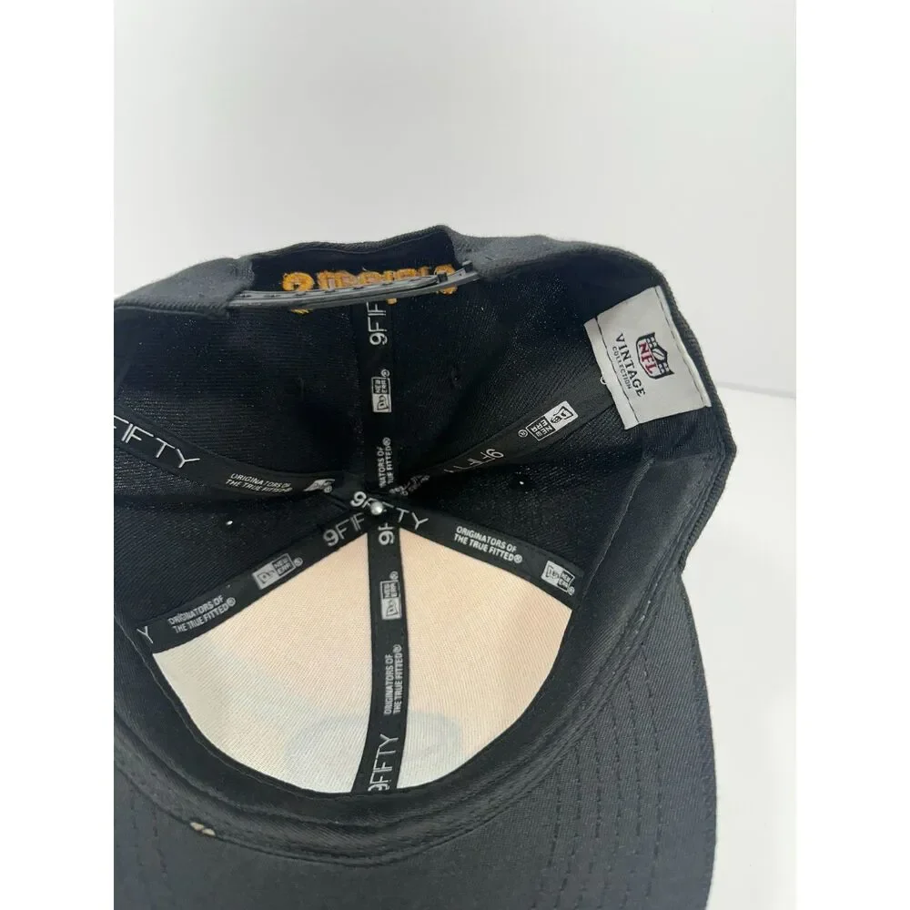 Pittsburgh Steelers New Era 9FIFTY Snapback Hat Black Yellow NFL Vintage Logo